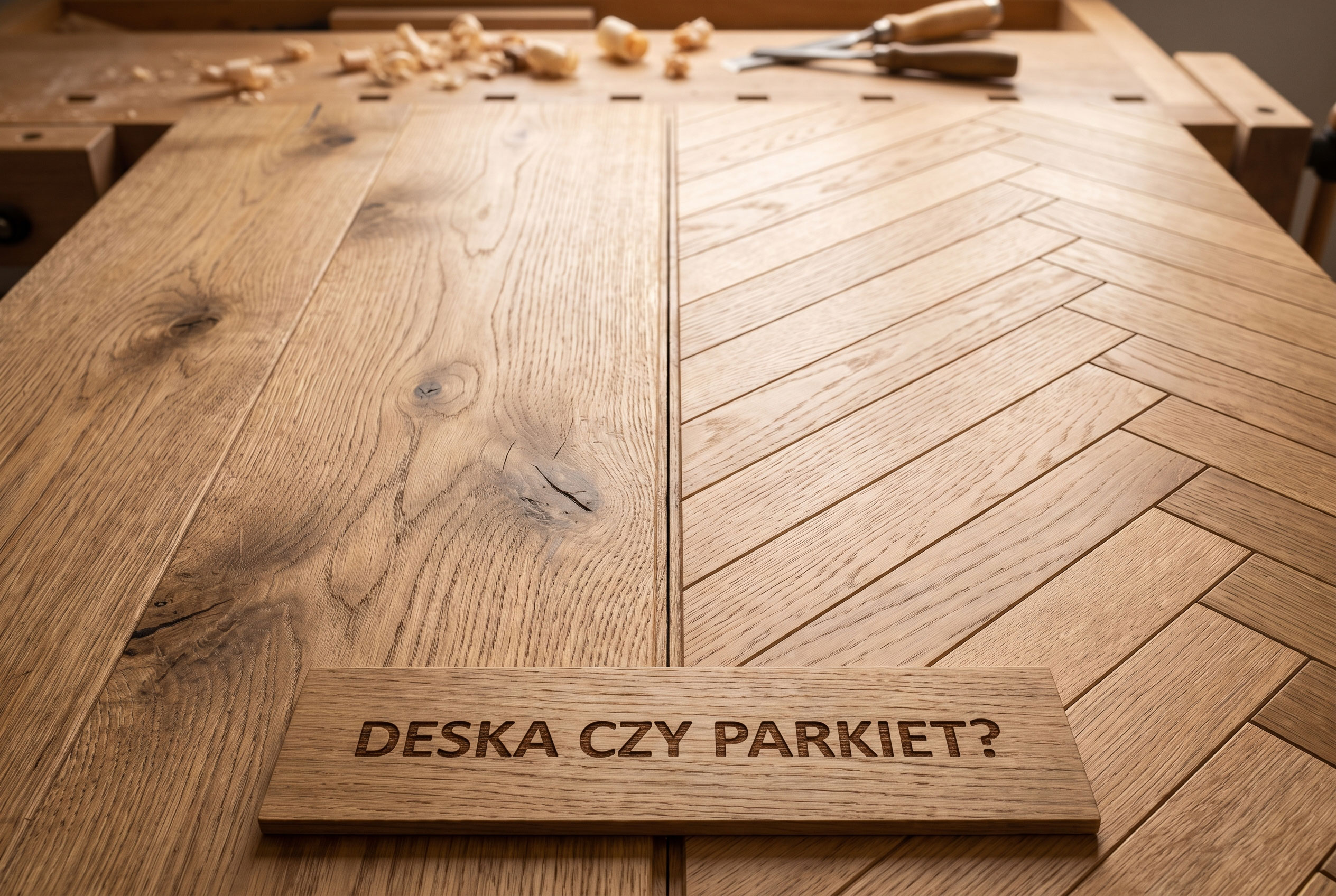Porównanie deski podłogowej i parkietu w jodełkę francuską w Zakładzie Drzewnym Andrewpol